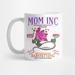 Mom Inc Services Include Babysitting Funny Mothers Day Novelty Gift Mug